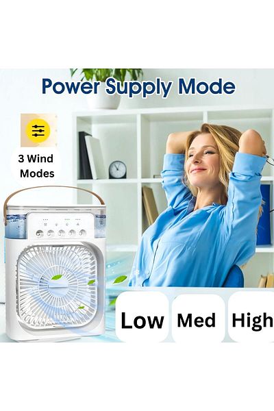 COOYA Portable Air Cooler Fan, 3 Speeds, 600ml with LED Night Light, 5 Sprays for Small Room