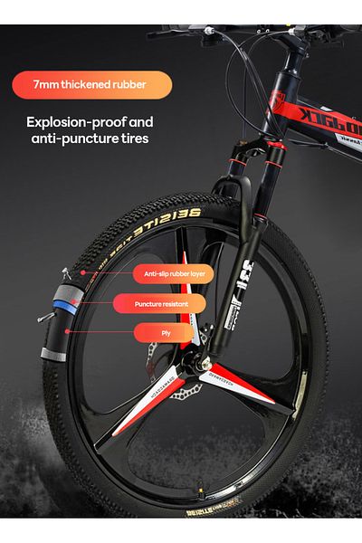 ETG 26 Inch Folding Mountain Bike, 24 Speed Full Suspension Bicycle with High-Carbon Steel