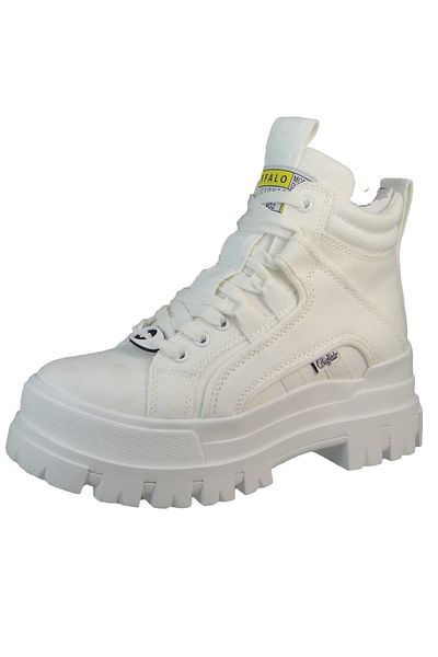 Buffalo Damen Low Sneaker Aspha NC Mid 1622233 Weiß White Kunstleder