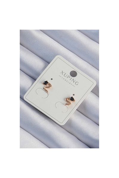 Skygo Xuping Rose Crimped Earrings with Black Zirconia - Tj-Bkp9443