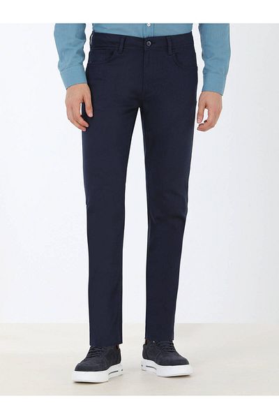Kip Pantaloni slim, casual, din amestec de bumbac, albastru bleumarin