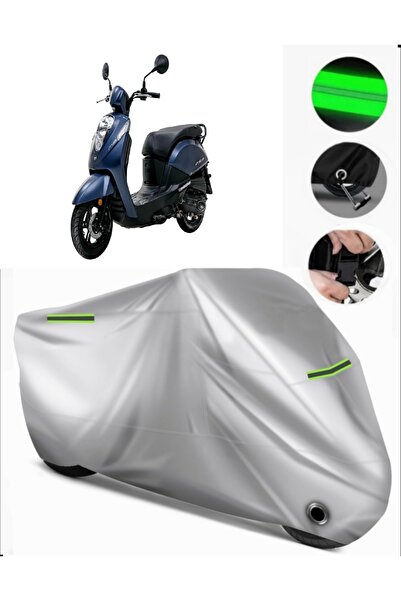 MotoEN غطاء دراجة نارية متوافق مع Sym Mio 50 Premium (متوافق مع القفل) - رمادي