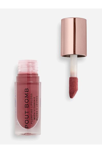 Revolution Pout Bomb Plumping Lip Gloss, Sauce Dusty Pink
