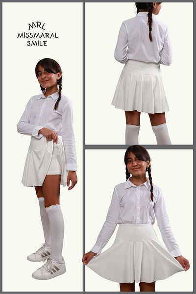 missmaral Fusta scurtă albă JR - Fusta pantaloni scurți de tenis pentru sport și uz zilnic cu jambiere în interior