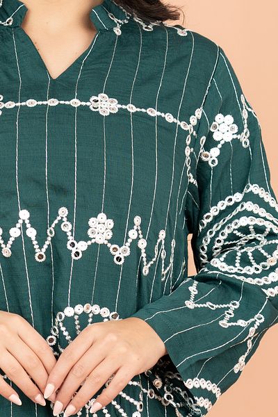 IKKXA Elegant Jalabiya with Intricate Embroidery Work