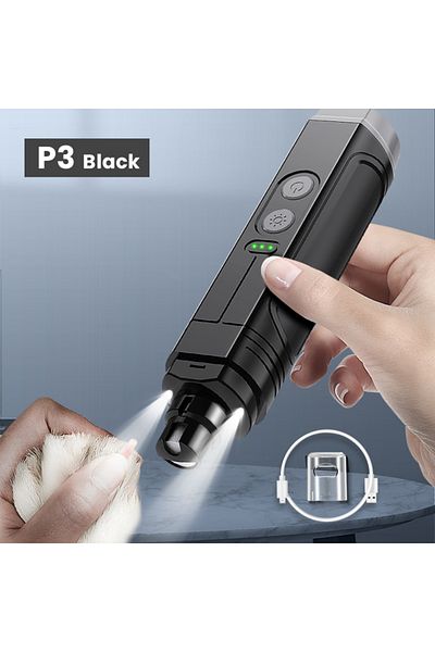 Choice P3 P3 Black ROJECO P3 Electric Pet Nail Grinder Professional Dog Nail Clippers + 2 LED Light Recharg