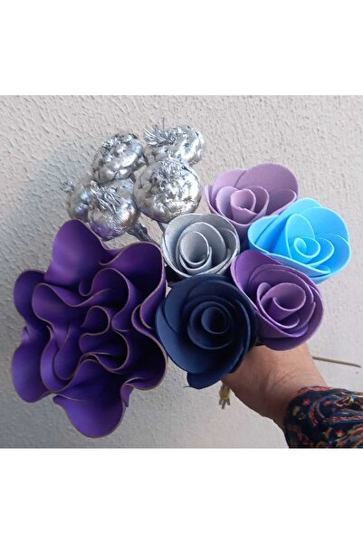 kutmen باقة أو مزهرية من الورود اللاتكس المزخرفة من إيفا (زهرة صناعية)