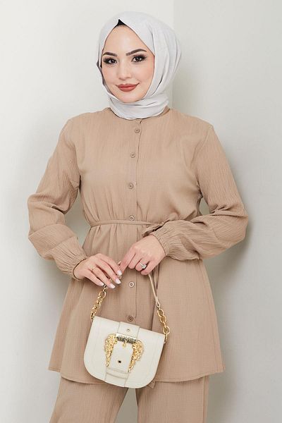 hafsamina Двуделен костюм с риза с яка-съдия и обувки от норка HM2688