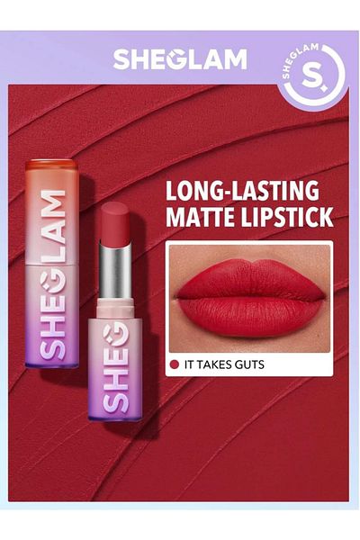 SHEGLAM Dynamatte Boom Long-Lasting Matte Lipstick, It Takes Guts