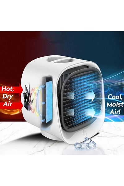 COOYA Portable Air Cooler Fan, with Night Light, Mini USB Humidifier, 3 Speeds, Multifunction