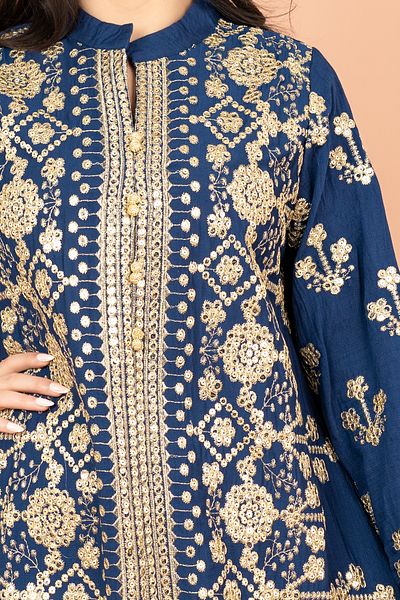 IKKXA Elegant Jalabiya with Intricate Embroidery Work