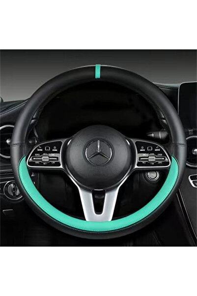 Choice غطاء عجلة قيادة سيارة من الجلد بالكامل بلون أزرق تيفاني، قابل للتنفس و...