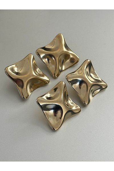 aensia Gold Zra Square Ravioli Model 3.43 cm Metal Coat Jacket Trench Button - Pack of 4