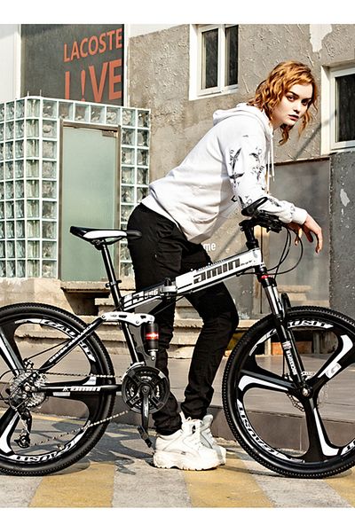 ETG 26 Inch Folding Mountain Bike, 24 Speed Full Suspension High-Carbon Steel Foldable Bicycle