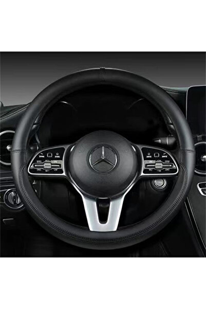 Choice غطاء عجلة قيادة سيارة من الجلد الأسود بالكامل قابل للتنفس ومضاد للانزل...