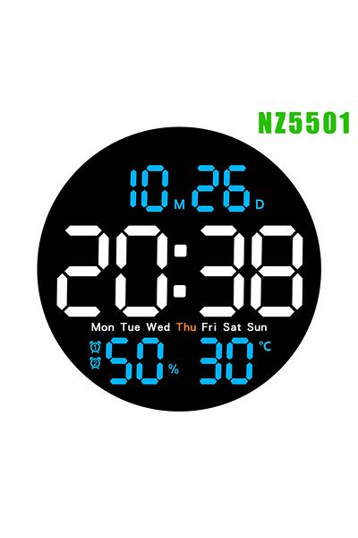 Choice 10 inch NZ5501B Remote Control LED Wall Clock with Dual Alarms,Calendar,Temperature and Humidity.Bri
