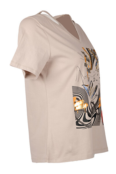 Vedi -bb Minimalist supradimensionat cu decolteu în V cu mânecă scurtă pentru femei tricou - Utilizare zilnică