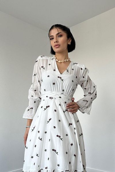 trend henna Burgundy Gimped Voile Dress