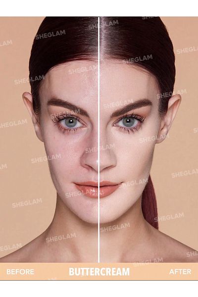 SHEGLAM بودرة أساس عالية التغطية من سكين فوكس، كريمة الزبدة