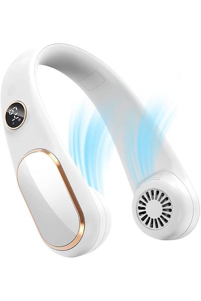 COOYA Portable Neck Fan, 4000 mAh Bladeless, Rechargeable, 4 Speed, 360° Airflow, LED Display