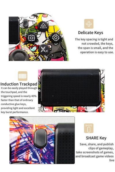 FlashHawk Camouflage Wireless Controller for PlayStation 4/PC/Steam with Gyroscope and Dual Vibration