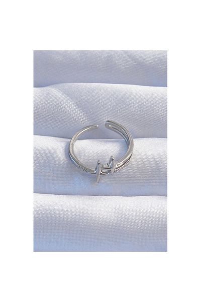 Skygo Brass Silver Color Zircon Stone 2-Piece Appearance Adjustable Star Model Ring - Tj-Byk3244