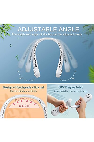 fulina Neck Fan,Portable Fan Hand Wearable Bladeless Neckband Fan Cooler,Ultra-Quiet,3 Speeds Rechargeable