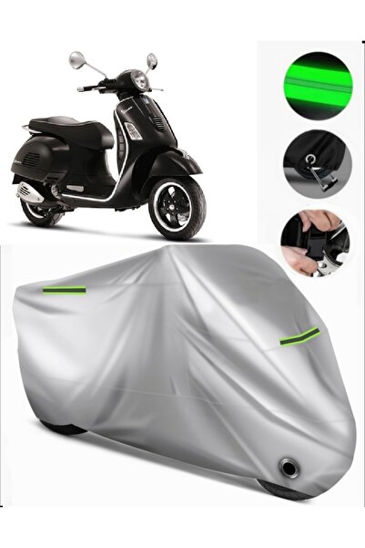 MotoEN Vespa GTS 250 Uyumlu Motosiklet Brandası Premium (Kilit Uyumlu)-Gri