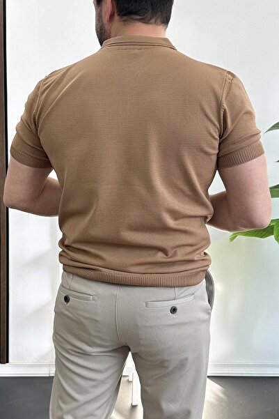 Edwox Ανδρικό μπλουζάκι με γιακά πόλο καφέ Edw261