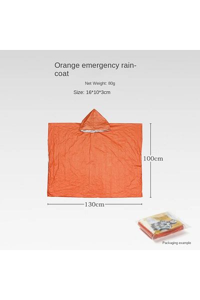 Choice Orange Emergency Rain Poncho Hood Reusable Weather Resistant Raincoat Men Women Camping Hiking Outdo