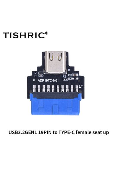 TISHRIC محول USB 3.0 من النوع C إلى USB 3.1/3.2 من النوع C باللون الأبيض، موصل داخلي إلى محول USB 3.1/3.2 من النوع C للكمبيوتر الشخصي