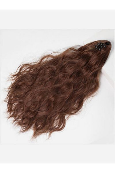 Styli باروكة صناعية طويلة طبيعية بنية اللون ومجعدة - 60 سم