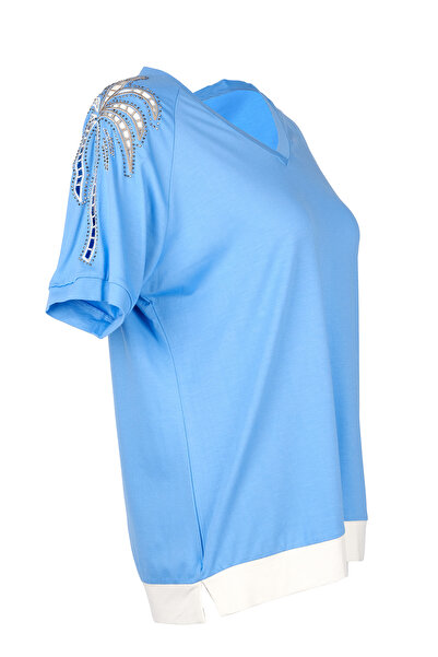 Vedi -bb Oversize V Yaka Kısa Kol Kadın T-Shirt - Minimalist Tarz