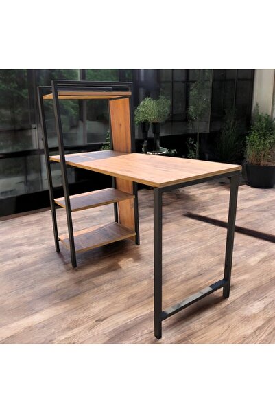 kapella LÜKS RAFLI ÇALIŞMA MASASI OFİS MASASI BİLGİSAYAR MASASI KİTAPLIKLI 3 RAFLI CEVİZ 120 CM*52 CM*72CM
