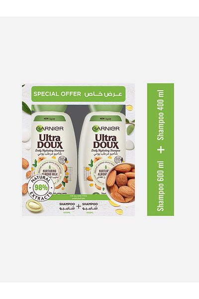 Garnier Ultra Doux Set of 2 - Almond Milk Shampoo 600ml + 400 ml