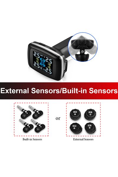 Choice K08-External K08-K08P ولاعة سجائر ذكية USB TPMS نظام مراقبة ضغط إطارات السيارة 4 أجهزة استشعار