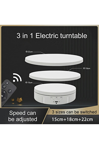 Choice حامل عرض كهربائي دوار بثلاث سرعات أبيض لتنظيم القرص الدوار بزاوية 360 ...