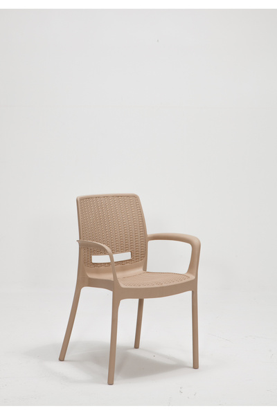 MOBETTO 6 Adet Rattan Kollu Bahçe Sandalye -cappucino