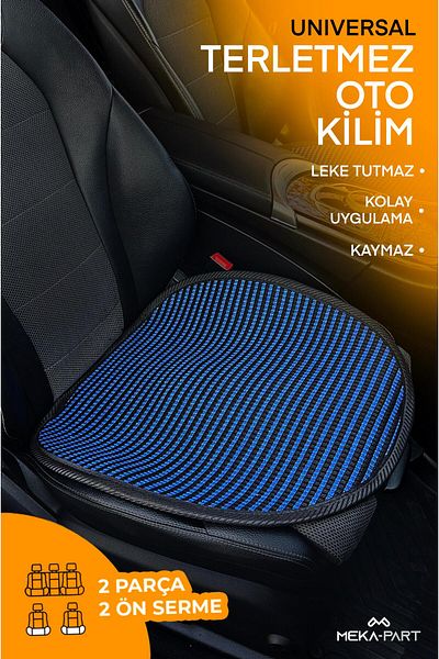 TREND Meka Part Auto Seat Protective Cover 2 Pieces Floor Mat Only Front Universal Blue Black