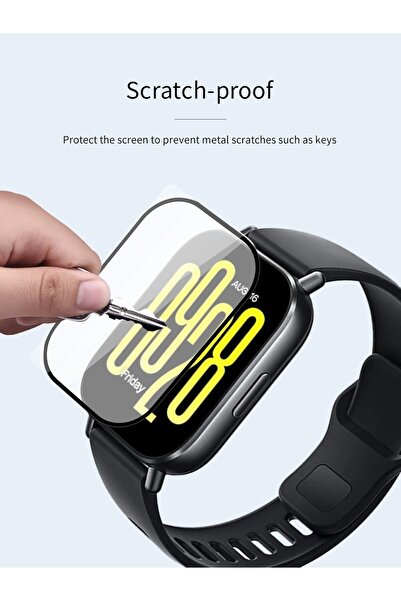 Fibaks Xiaomi Redmi Watch 5 Active Compatible Full Covering Curved Black Frame Pet Watch Screen Protector