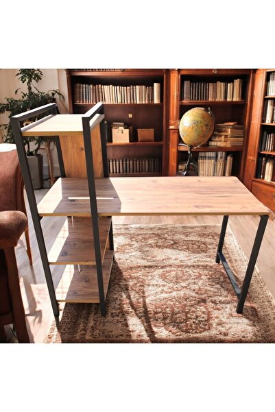 kapella LÜKS RAFLI ÇALIŞMA MASASI OFİS MASASI BİLGİSAYAR MASASI KİTAPLIKLI 3 RAFLI CEVİZ 120 CM*52 CM*72CM