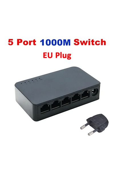 Choice محول جيجابت KuWFi بخمسة منافذ بسرعة 1000 ميجابت في الثانية ومحول إيثرنت سريع ومنفذ شبكة WAN ومنفذ شبكة LAN ومحول إيثرنت