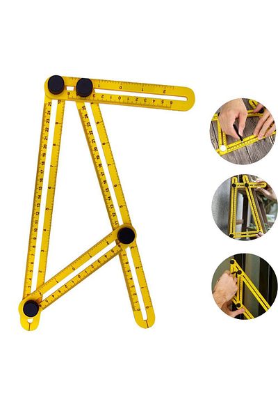 Ninth World Yellow Protractor Multi Angle Ruler Template 4 Folding Angle Measuring Tool Brick Tile Wood Corner P