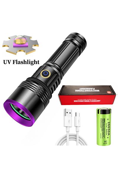 JONCELY Style C Powerful 365nm Uv Flashlight Type-c Rechargeable Waterproof 26650 Purple Light For Pet Urine