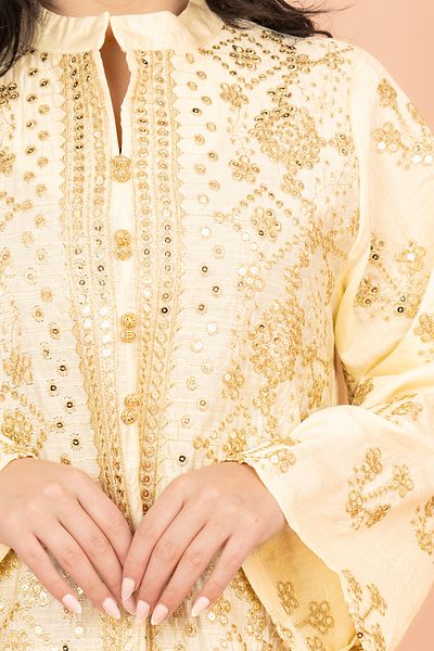 IKKXA Elegant Jalabiya with Intricate Embroidery Work