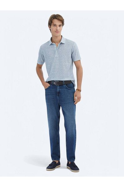 Kip Tricou din amestec de bumbac cu gât polo cu imprimeu albastru