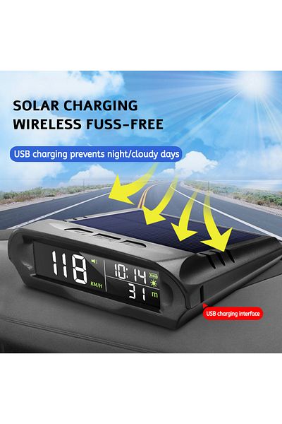 MAIMEIMI GPS Head Up Display Solar Digital Car Speedometer With Temperature/Altitude Over-Speed Fatigued D...