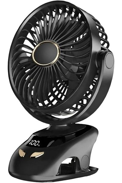 fulina Compact Clip-on Fan, Portable Rechargeable , with LED Display,5-speed Silent, 360° Rotation 
﻿
