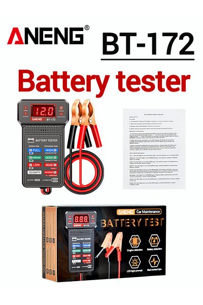 Choice BT-172 ANENG BT-172 12V Digital Battery Tester Car Battery Indicator with Alligator Clips LED Batter