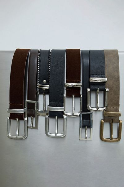 Suud Collection Black Mirel Nickel Buckle Leather Belt